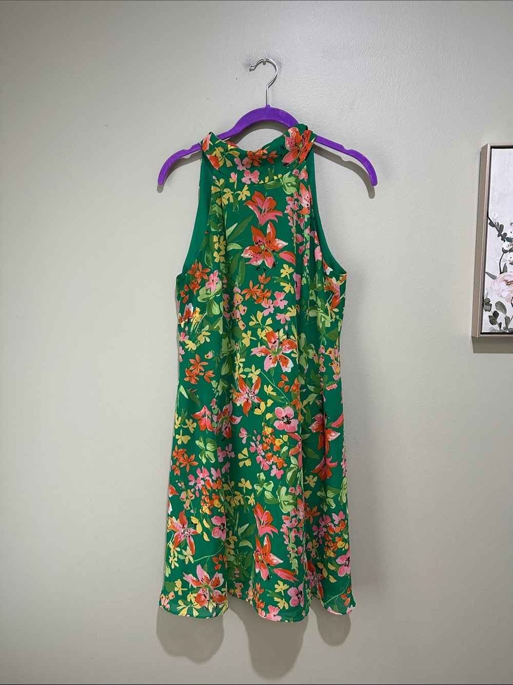 🌹Vince Camuto Green Floral Halter Dress